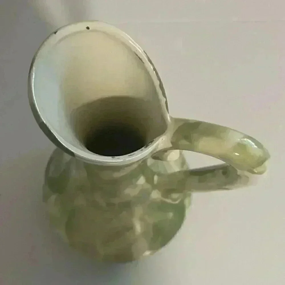 Green & White MCM Ceramic Pitcher Vase
